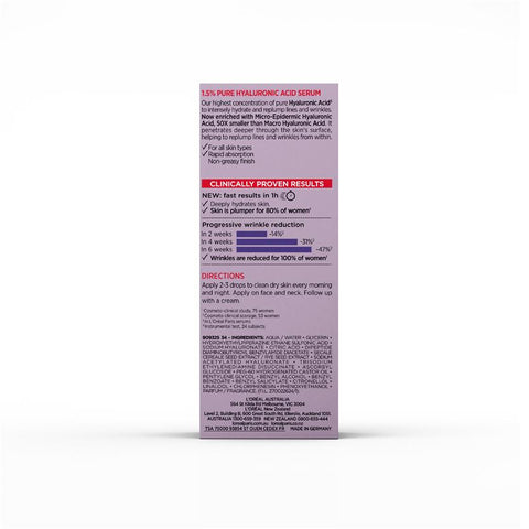 L'Oreal Paris Revitalift Filler 1.5% Pure Hyaluronic Acid Serum 30ml