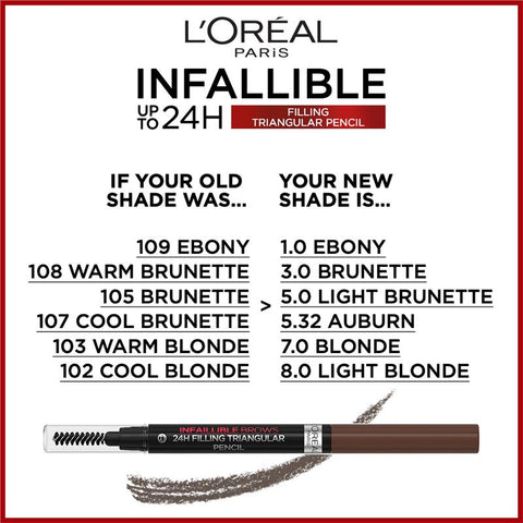 L'Oreal Infallible Brows 24H Filling Triangular Pencil 1.0 Ebony