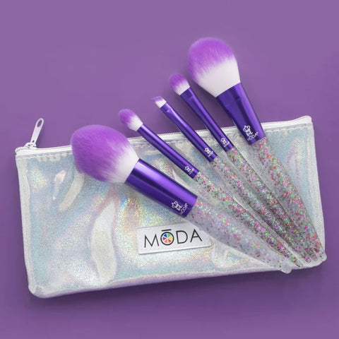 MODA Glitter Bomb Brush Kit Purple 6pc