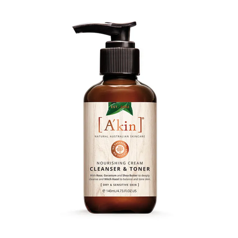 A'kin Nourishing Cream Cleanser & Toner For Dry & Sensitive Skin 140ml