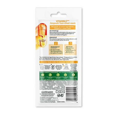 Garnier Skin Active Vitamin C Face Mask Pineapple Extract 15g