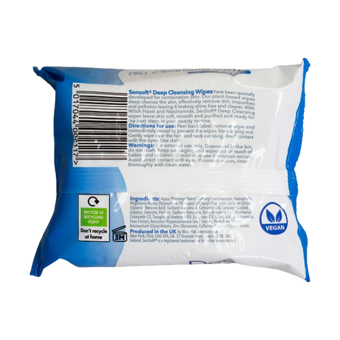 Sensoft Deep Cleansing Facial Wipes 25pk