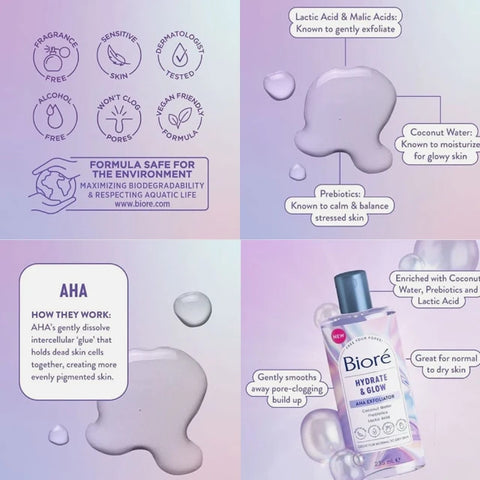 Biore Hydrate & Glow AHA Exfoliator 235ml