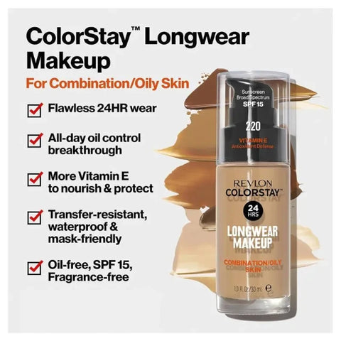 Revlon ColorStay Longwear Makeup Combination/Oily 220 Natural Beige