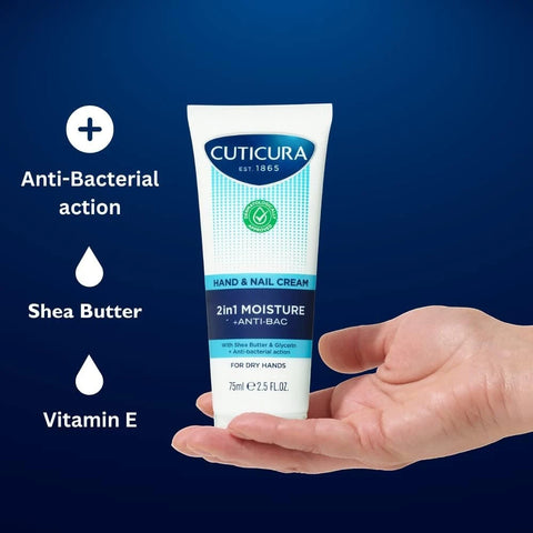 Cuticura 2 in 1 Moisture & Anti-bac Hand & Nail Cream 75ml