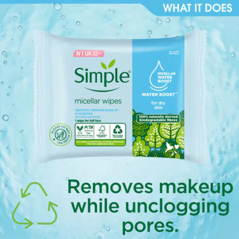 Simple Micellar Water Boost Wipes 20pk