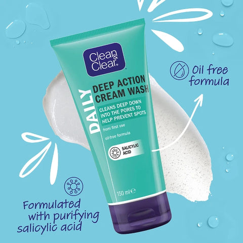 Clean & Clear Daily Deep Action Cream Wash 150ml
