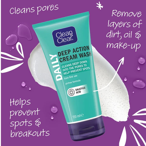 Clean & Clear Daily Deep Action Cream Wash 150ml