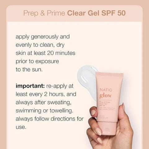 Natio Glow Prep & Prime SPF50 Clear Gel 50ml