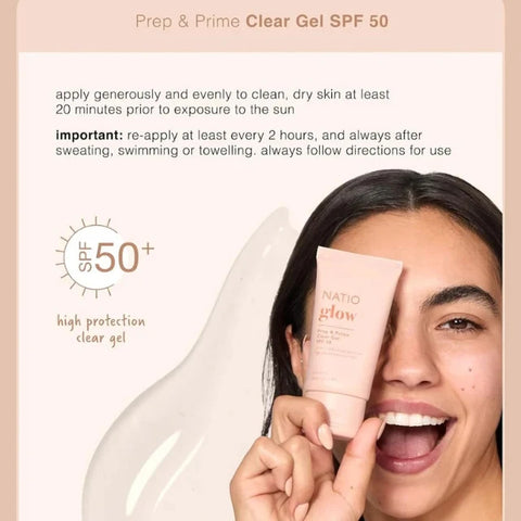 Natio Glow Prep & Prime SPF50 Clear Gel 50ml
