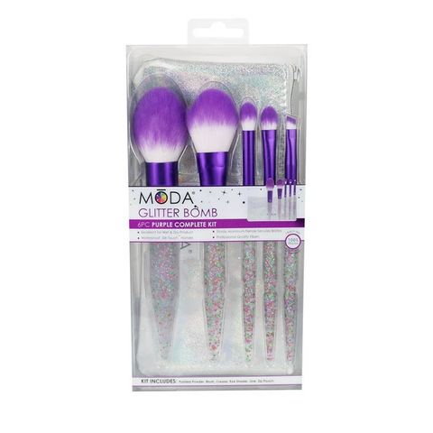MODA Glitter Bomb Brush Kit Purple 6pc