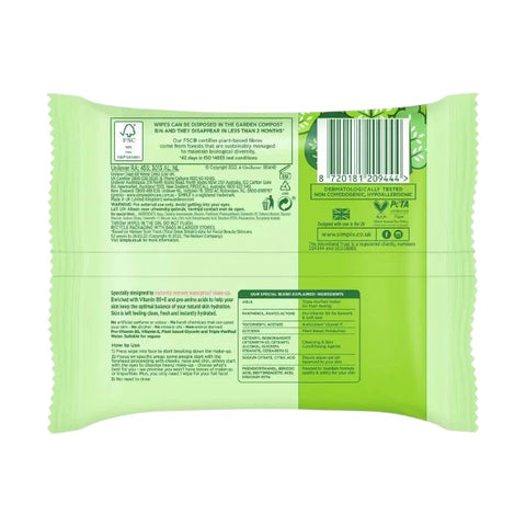 Simple Kind To Skin Cleansing Face Wipes 25pk