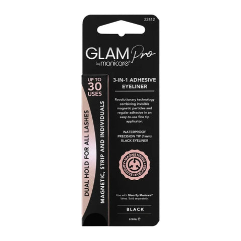 Glam By Manicare Pro 3-In-1 Adhesive Eyeliner Black 3.5ml