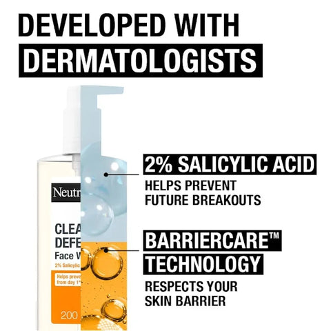Neutrogena Clear & Defend 2% Salicylic Acid Face Wash 200ml
