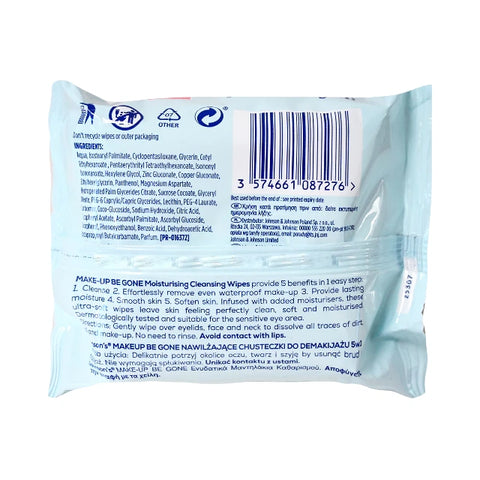 Johnson's Make-Up Be Gone Cleansing Wipes Dry Skin 25pk