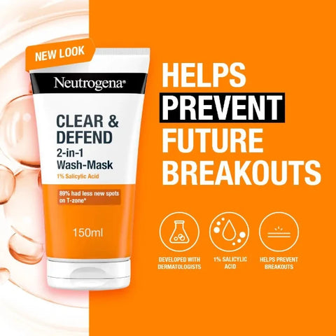 Neutrogena Clear & Defend 2-In-1 Wash-Mask 150ml