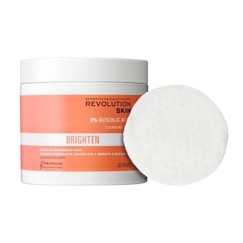 Revolution Skin 3% Glycolic Acid Brighten Cleansing Pads 60pk